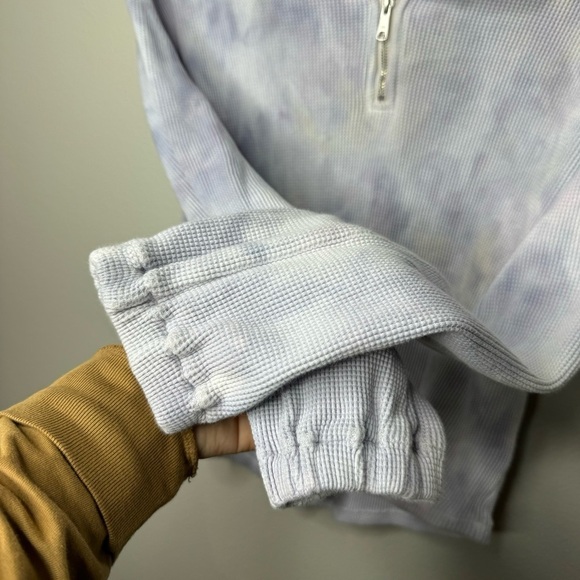 Madewell MWL Waffle Half-Zip Shirttail Sweatshirt in Tie-Dye in Pale Dawn - Picture 8 of 12